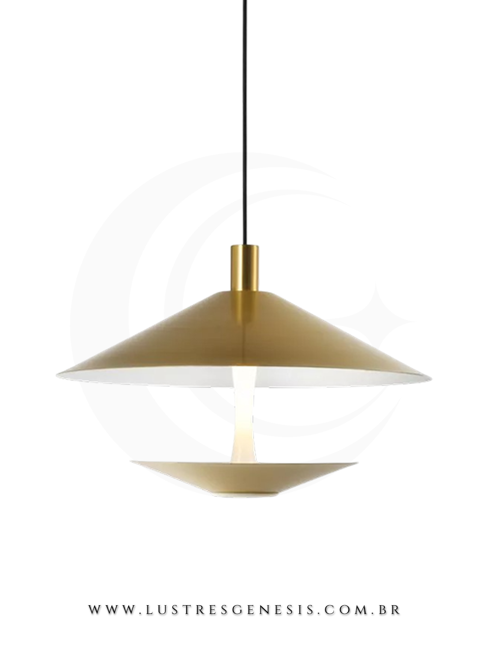 Pendente LED Basket 51cm Dourado Matte e Vidro 3000K